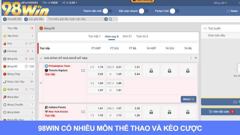 Đa dạng trò chơi và kèo cược
